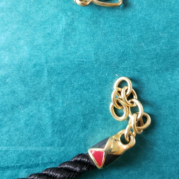 2/35$ 80s Monet Enamel and Black Cabochon Necklace With Twisted Cord - Picture 3 of 5